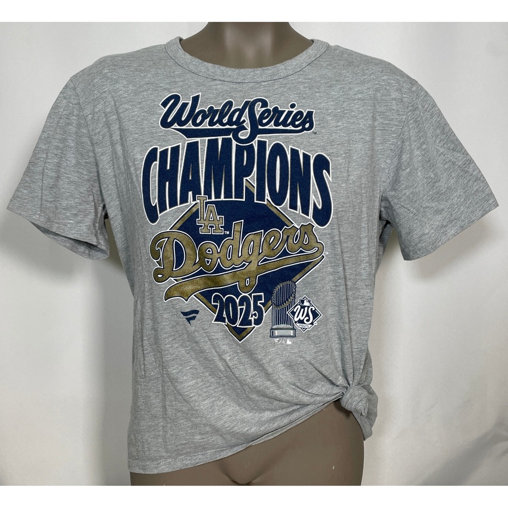 LA Dodgers MLB 2024 World Series Champions Fanatics Gray T-Shirt Women's LARGE